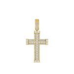 MEN'S CHARM PENDANT 3CT ROUND/EMERALD DIAMOND 14K YELLOW GOLD