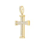 MEN'S CHARM PENDANT 3CT ROUND/EMERALD DIAMOND 14K YELLOW GOLD - Image 3