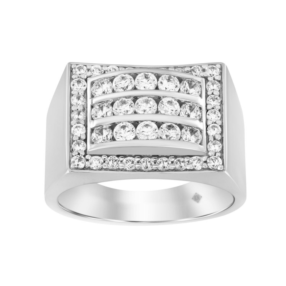 MEN'S RING 1 1/2CT ROUND DIAMOND 14K WHITE GOLD - Image 1