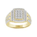 MEN'S RING 1 1/4CT ROUND DIAMOND 14K YELLOW GOLD