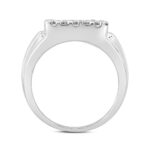 MEN'S RING 1CT ROUND DIAMOND 14K WHITE GOLD - Image 2