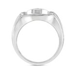 MEN'S RING 1CT ROUND DIAMOND 14K WHITE GOLD - Image 2