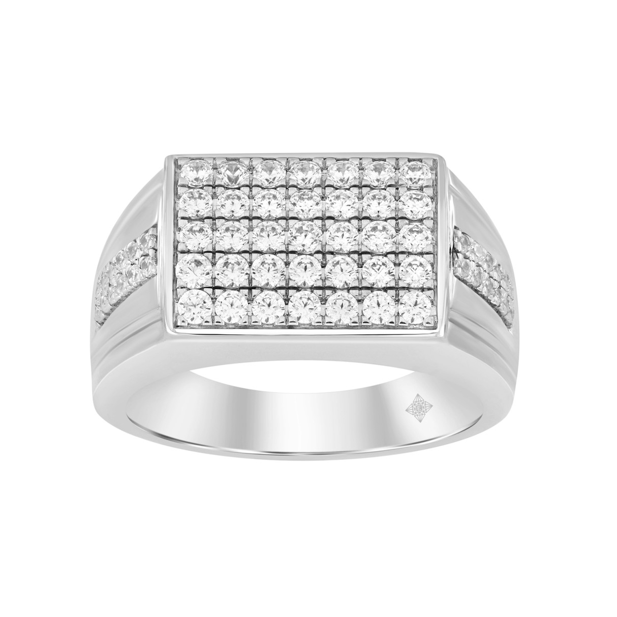 MEN'S RING 1CT ROUND DIAMOND 14K WHITE GOLD - Image 1