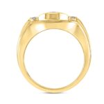 MEN'S RING 1CT ROUND DIAMOND 14K YELLOW GOLD - Image 2