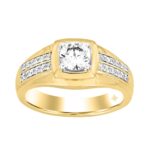 MEN'S RING 1CT ROUND DIAMOND 14K YELLOW GOLD