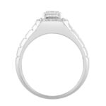 MEN'S RING 2 1/2CT ROUND/EMERALD DIAMOND 10K WHITE GOLD - Image 2