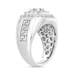 MEN'S RING 2 1/2CT ROUND/PRINCESS DIAMOND 10K WHITE GOLD (CENTER STONE PRINCESS DIAMOND 1CT ) - Image 3
