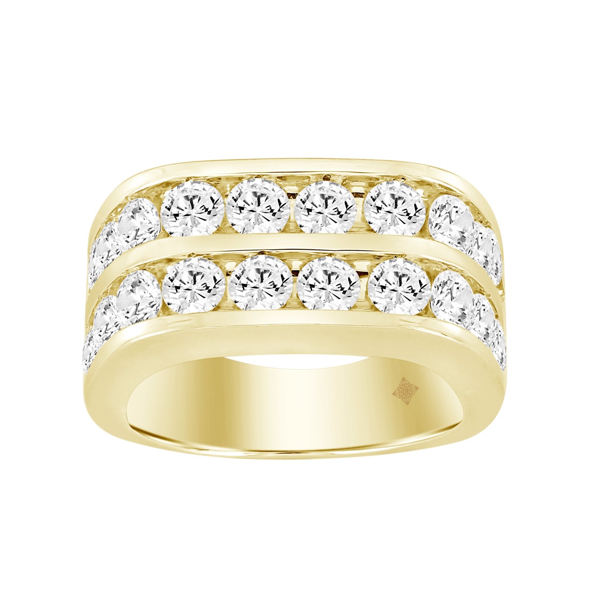 MEN'S RING 2 3/4CT ROUND DIAMOND 14K YELLOW GOLD - Image 1