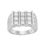MEN'S RING 2CT ROUND DIAMOND 14K WHITE GOLD