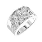 MEN'S RING 2CT ROUND DIAMOND 14K WHITE GOLD - Image 3