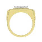 MEN'S RING 2CT ROUND/EMERALD DIAMOND 14K YELLOW GOLD - Image 2