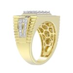MEN'S RING 2CT ROUND/EMERALD DIAMOND 14K YELLOW GOLD - Image 3
