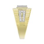 MEN'S RING 2CT ROUND/EMERALD DIAMOND 14K YELLOW GOLD - Image 4