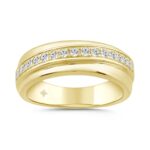 MENS BAND 1/2CT ROUND DIAMOND 14K YELLOW GOLD