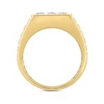 MENS RING 1 1/2CT ROUND DIAMOND 14K YELLOW GOLD - Image 2