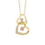 ETERNAL BLUSH COLLECTION LADIES PENDANT 1/4CT ROUND DIAMOND 14K YELLOW GOLD WITH CHAIN (CENTER STONE PINK ROUND DIAMOND 1/5CT)