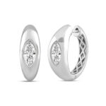 LADIES HOOP EARRINGS 2CT MARQUISE DIAMOND 14K WHITE GOLD - Image 3