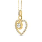 LADIES PENDANT 1/2CT ROUND DIAMOND 14K YELLOW GOLD WITH CHAIN - Image 2