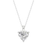 LADIES SOLITAIRE PENDANT WITH CHAIN 1 1/2CT HEART DIAMOND 14K WHITE GOLD