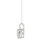 LADIES SOLITAIRE PENDANT WITH CHAIN 1 1/2CT HEART DIAMOND 14K WHITE GOLD - Image 2