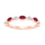 14K ROSE GOLD 3/4CT ROUND/MARQUISE RUBY DIAMOND LADIES RING (CENTER STONE MARQUISE DIAMOND 1/2CT)