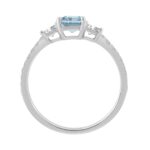14K White Gold  1 1/2CT Trapezoid/Round/Radiant Cut Blue Diamond Three-Stone Engagement  Ladies Ring 1.00CT Radiant Center stone (Color F-G -Clarity V - Image 2