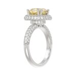 14K WHITE GOLD  4.00CT ROUND/YELLOW CUSHION DIAMOND LADIES RING (CENTER STONE CUSHION YELLOW DIAMOND 3.00CT) - Image 3