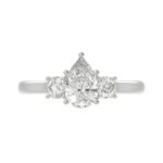 14K WHITE GOLD 1 1/3CT PEAR/ROUND DIAMOND LADIES RING (CENTER STONE PEAR DIAMOND 1CT) - Image 5