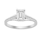 14K WHITE GOLD 1 1/3CT ROUND/EMERALD DIAMOND LADIES RING (CENTER STONE EMERALD DIAMOND 1CT)