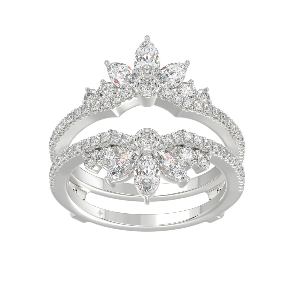 14K WHITE GOLD 1 1/4CT ROUND/MARQUISE DIAMOND LADIES RING - Image 1