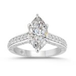 14K WHITE GOLD 2 1/2CT ROUND/MARQUISE DIAMOND LADIES RING (CENTER STONE MARQUISE DIAMOND 2CT)