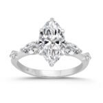 14K WHITE GOLD 2 1/2CT ROUND/MARQUISE/PEAR DIAMOND LADIES RING (CENTER STONE MARQUISE DIAMOND 2CT)