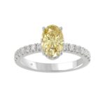 14K WHITE GOLD 2 1/2CT ROUND/OVAL DIAMOND LADIES RING (CENTER STONE YELLOW OVAL DIAMOND 2CT)