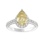 14K WHITE GOLD 2 1/2CT ROUND/PEAR DIAMOND LADIES RING (CENTER STONE YELLOW PEAR DIAMOND 1.00CT)