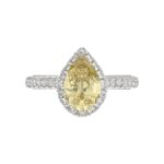 14K WHITE GOLD 2 1/2CT ROUND/PEAR DIAMOND LADIES RING (CENTER STONE YELLOW PEAR DIAMOND 1.00CT) - Image 2