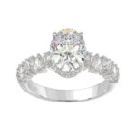 14K WHITE GOLD 2 3/4CT ROUND/OVAL/PEAR DIAMOND LADIES RING (CENTER STONE OVAL DIAMOND 2CT)
