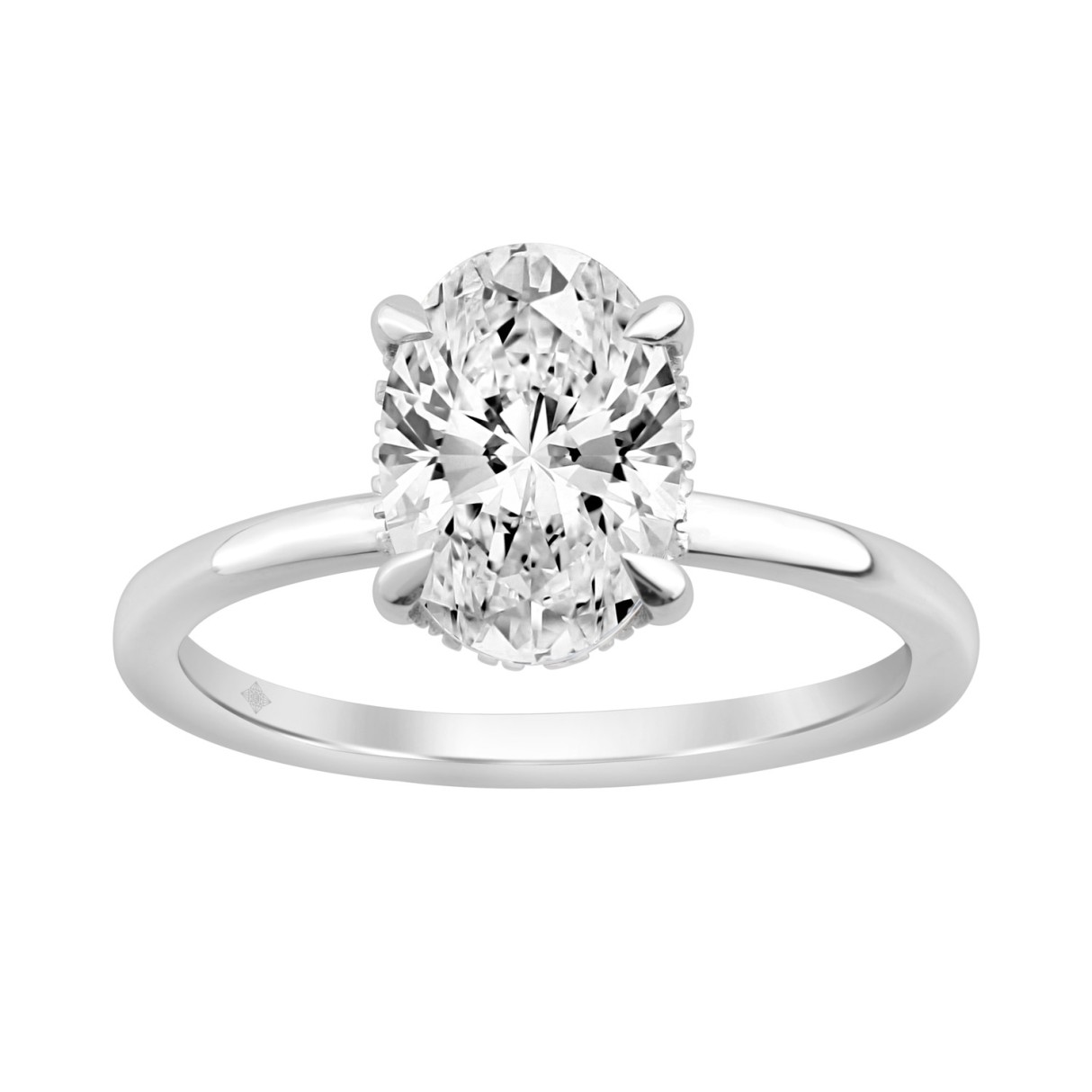 14K WHITE GOLD 2.00CT OVAL/ROUND DIAMOND LADIES RING (CENTER STONE OVAL DIAMOND 2CT) - Image 1