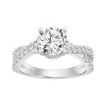 14K WHITE GOLD 2.00CT ROUND DIAMOND LADIES RING (CENTER STONE ROUND DIAMOND 1 1/2CT)