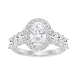 14K WHITE GOLD 3 1/10CT ROUND/PRINCESS DIAMOND LADIES RING (CENTER STONE OVAL DIAMOND 1 1/4CT)