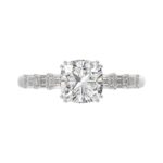 14K WHITE GOLD 3 1/2CT EMERALD/CUSHION DIAMOND LADIES RING (CENTER STONE CUSHION DIAMOND 3CT) - Image 5
