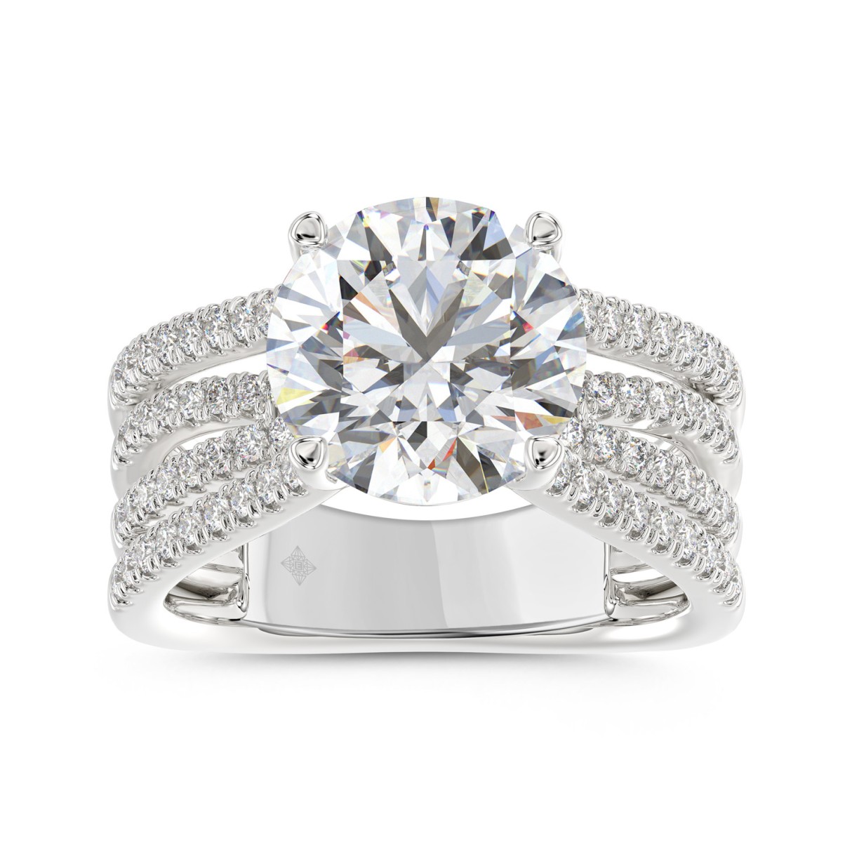 14K WHITE GOLD 3 1/2CT ROUND DIAMOND LADIES RING (CENTER STONE ROUND DIAMOND 3CT) - Image 1