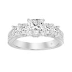 14K WHITE GOLD 3 1/2CT ROUND/PRINCESS DIAMOND LADIES BRIDAL SET (CENTER STONE PRINCESS DIAMOND 3/4CT ) - Image 4