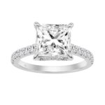 14K WHITE GOLD 3 1/2CT ROUND/PRINCESS DIAMOND LADIES RING (CENTER STONE PRINCESS DIAMOND 3.00CT)