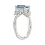 14K WHITE GOLD 3 1/4CT ROUND/BAGUETTE/EMERALD DIAMOND LADIES RING (CENTER STONE EMERALD BLUE DIAMOND 2.00CT) - Image 3