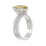 14K WHITE GOLD 3 3/4CT ROUND/PEAR DIAMOND LADIES BRIDAL SET (CENTER STONE PEAR YELLOW DIAMOND 3.00CT) - Image 3