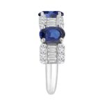 14K WHITE GOLD 3 5/8CT ROUND/BAGUETTE/BLUE SAPPHIRE OVAL DIAMOND LADIES BAND - Image 3