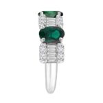 14K WHITE GOLD 3 5/8CT ROUND/BAGUETTE/OVAL DIAMOND LADIES BAND (GREEN EMERALD OVAL 2 1/3CT) - Image 3