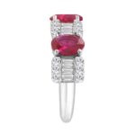 14K WHITE GOLD 3 5/8CT ROUND/BAGUETTE/OVAL DIAMOND LADIES BAND (OVAL RUBY 2 1/3CT) - Image 3
