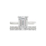 14K WHITE GOLD 3 7/8CT ROUND/EMERALD DIAMOND LADIES BRIDAL SET (CENTER STONE EMERALD DIAMOND 2 1/2CT) - Image 3
