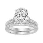 14K WHITE GOLD 3.00CT ROUND/OVAL DIAMOND LADIES BRIDAL SET (CENTER STONE OVAL DIAMOND 2CT )